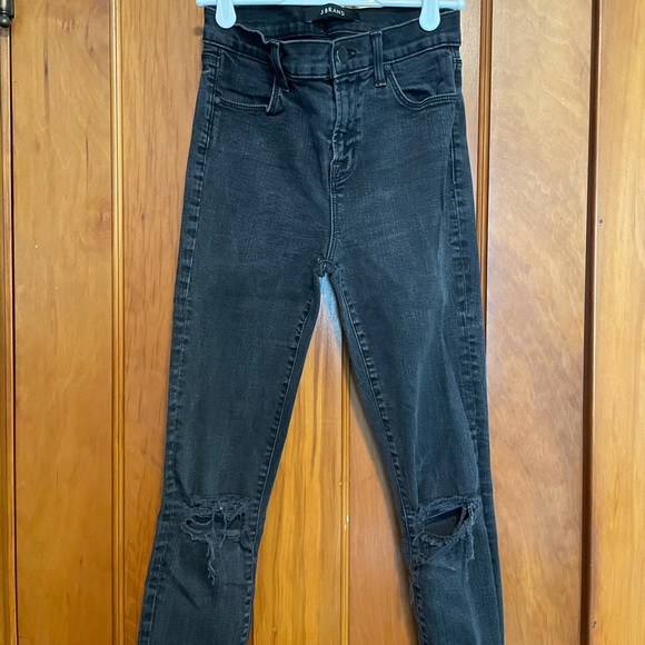 J Brand High Waisted Distressed Black Jeans - Picture 4 of 10